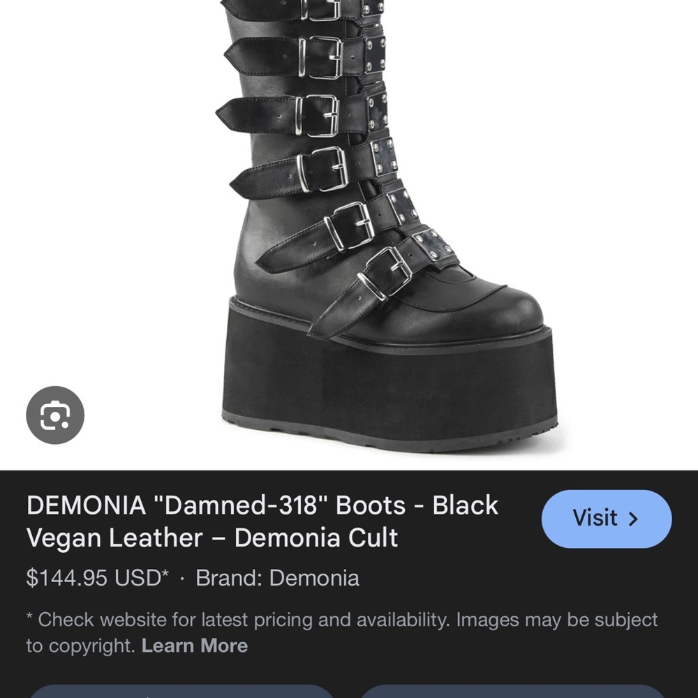 Demonia Black Multi-Buckle Platform Boots - image 4